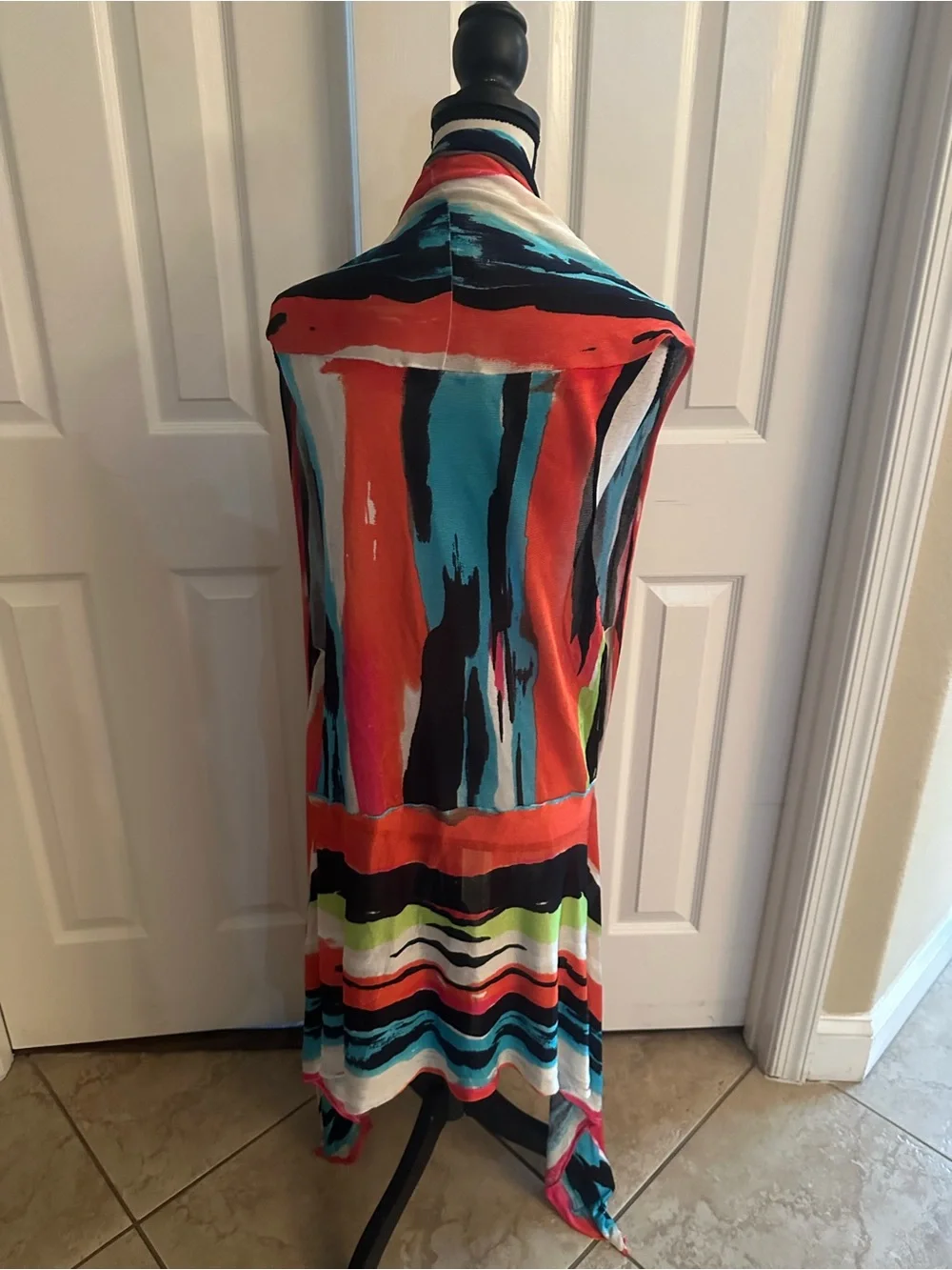 Nygard Colorful Abstract Striped Maxi Vest